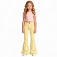 thumbnail image 4 of RUTAYY Girls Cargo Pants Leopard Print Slim Fit Elastic Waist Multi Utility Pockets Outdoor Street Bottoms, Yellow, 4 of 5