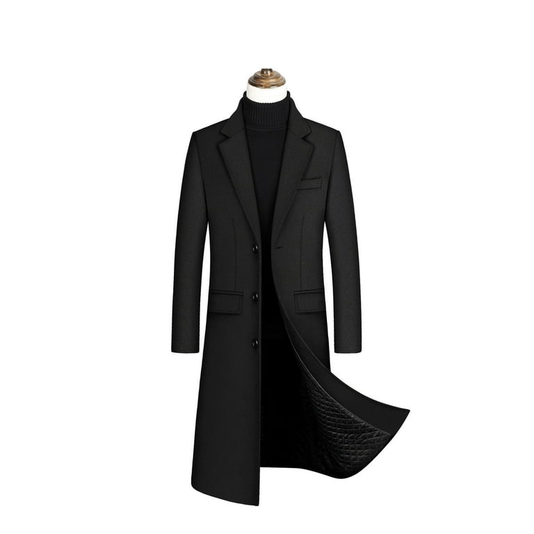 コート No.1052 wool20 over single long COAT Miqool Men's Warm Winter Quilted Lined Trench Coat Slim Fit