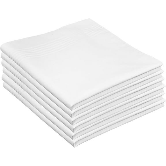 Yoqb 6 Pcs Soft Cotton White Hankies Men's Handkerchiefs Premium Solid Color Handkerchiefs Pocket Squares for Men Personalized Sweat Handky Vintage Cloth Handkerchiefs for Suit Jacket A1017