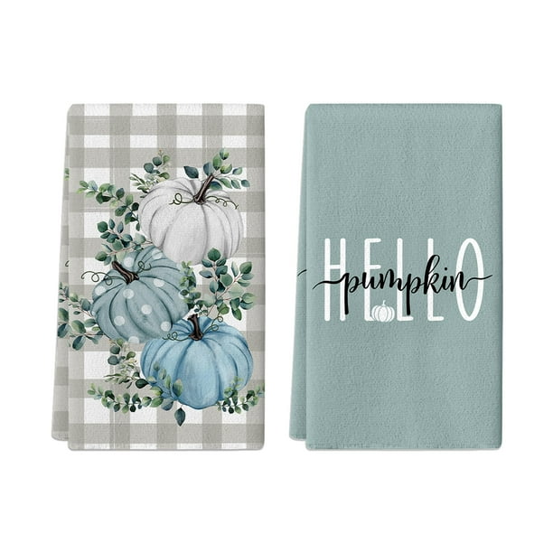 Juego de toallas de mano ANTPFAE Hello Pumpkin Blue Eucalyptus x2