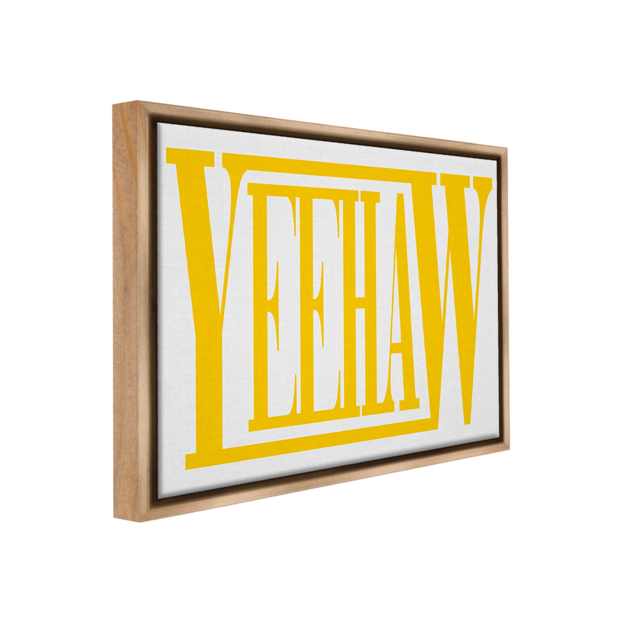 Stupell Industries Yeehaw Yellow Typography Typography Painting Brown Floater Framed Canvas Art Print Wall Art, 21 x 17