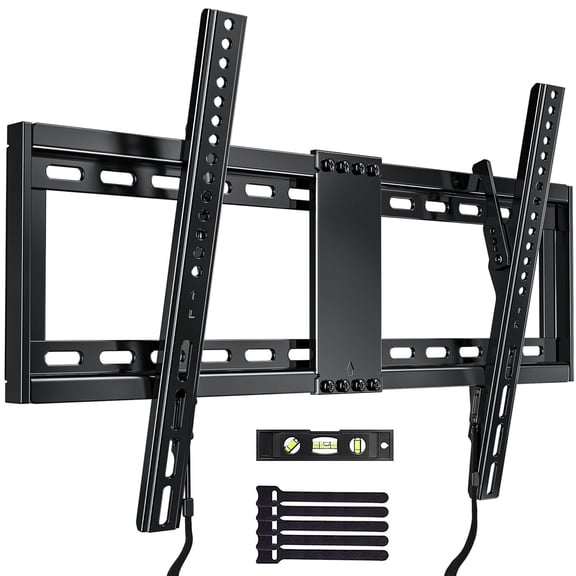 MountFTV Large Tilting TV Wall Mount for 37-95 inch TVs, 1.2"Low Profile TV Mount up to 132lbs,Max 600x400mm, Fit 24" Wood Stud