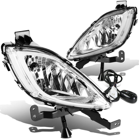 DNA Motoring FL-ZTL-132-CH For 2011 to 2013 Elantra MD/UD Pair Bumper Driving Fog Light Lamps with Switch Clear Lens