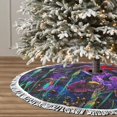 thumbnail image 3 of Christmas Tree Skirt, Starry Night Iris Field Christmas Tree Decorations Indoor, Tree Skirts Mat With Tassel Trim for Halloween New Year Holiday Christmas Party Decor 30 Inches, 3 of 7