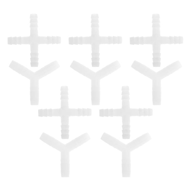 Conector de Tubería de Vacío Único Bargains 5/16" Y 3 Vías Cruzadas 4 Vías Conector de Tubería de Vacío para Automóvil PE Blanco 1set