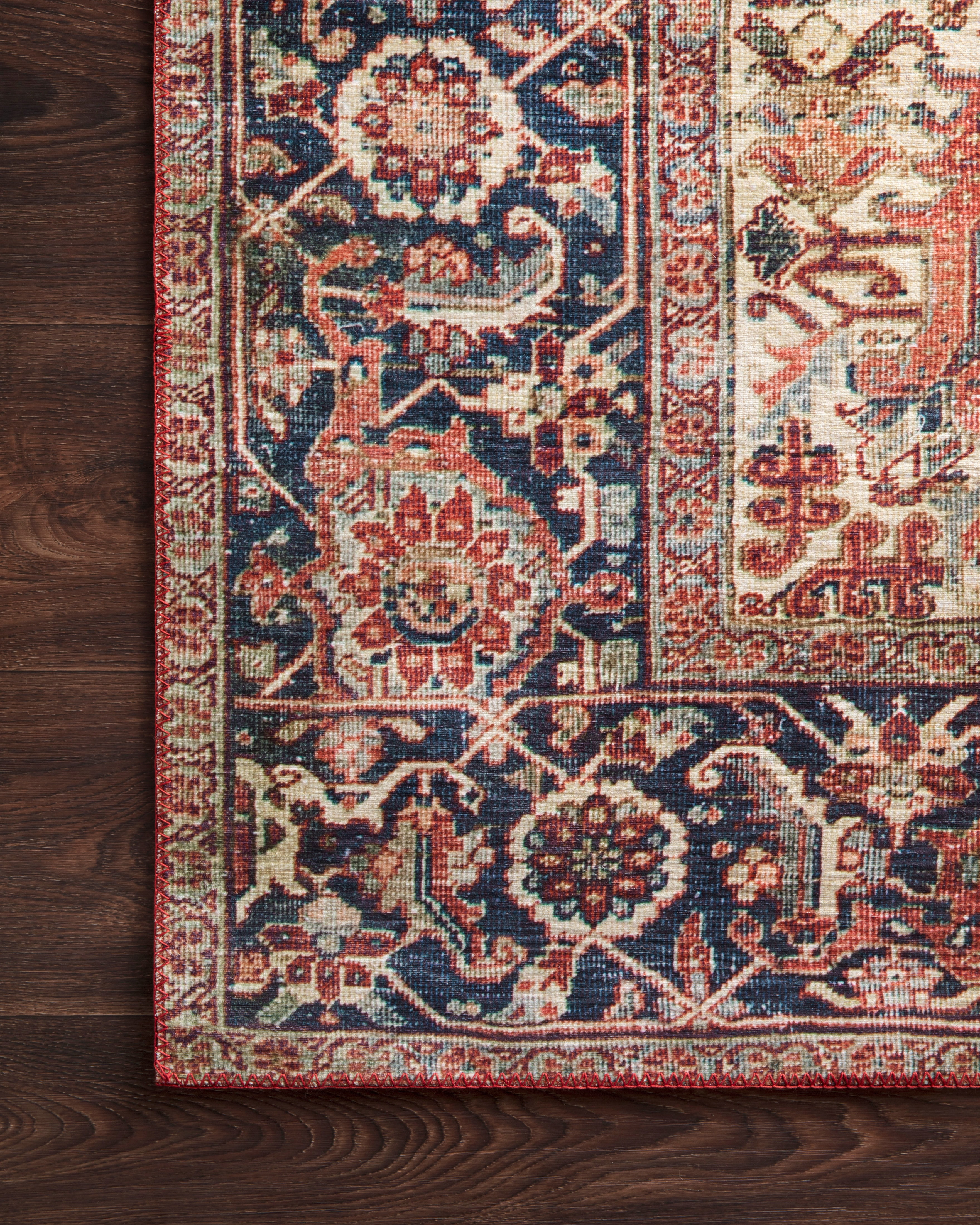 Loloi Layla Printed Oriental Distressed Red / Navy Area Rug