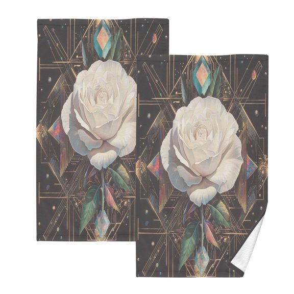 BZSMCE Face Towel Hand Towel Bath Towel Cotton Bath Towel Sets Hand Bath Towels Fashion The White Rose Pattern