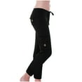 thumbnail image 1 of Yuyuzo Cargo Pants for Women High Waisted Drawstring Ribbed Knit Pants Summer Hiking Pants with Pockets, 1 of 6