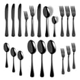 thumbnail image 3 of Black Silverware Set 20 Piece, Stainless Steel Flatware Set, Cutlery Utensils Set Include Knives, Forks, Spoons Service for 4, Mirror Polished and Dishwasher Safe, 3 of 8
