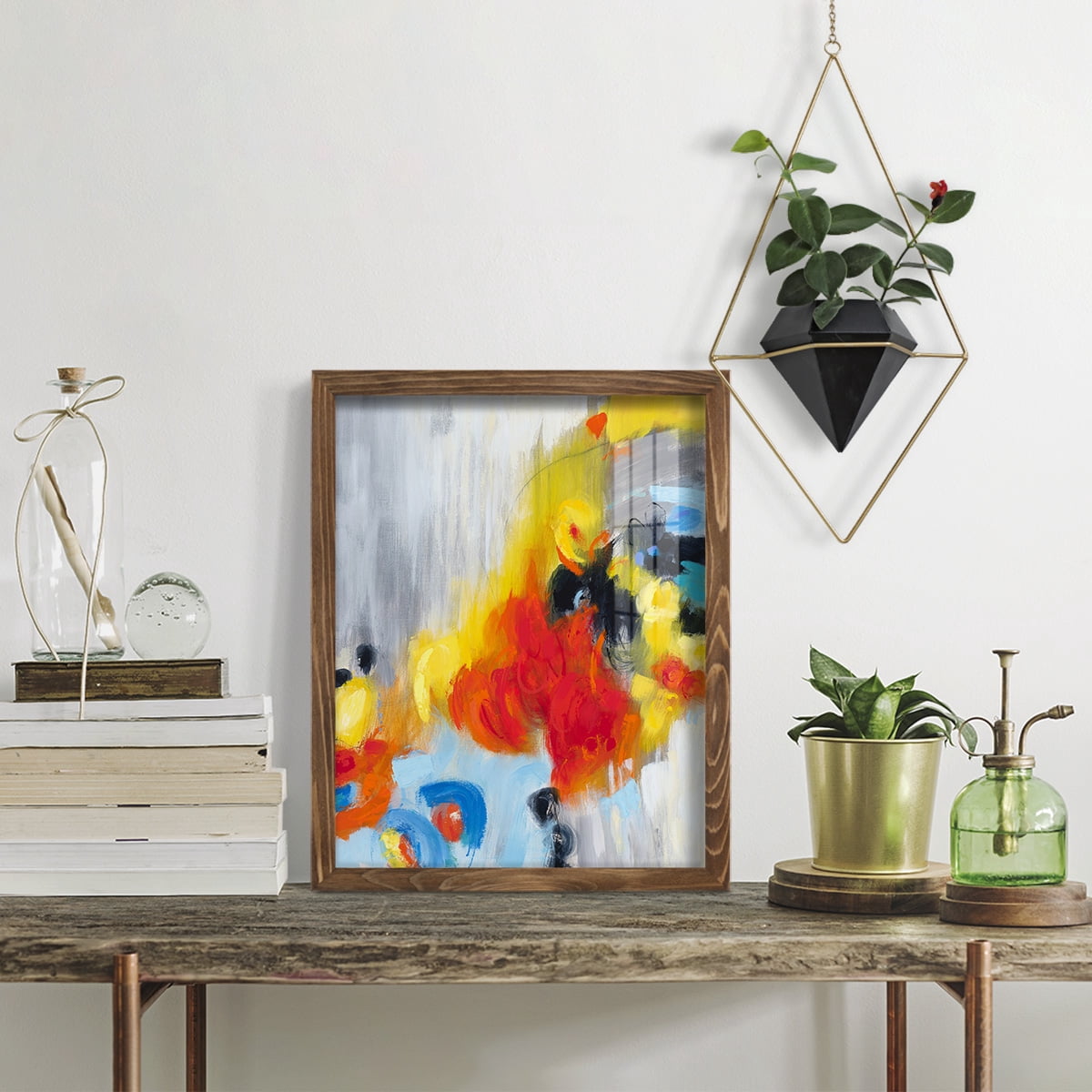 In the Loop I -Framed Print w/glass-Walnut