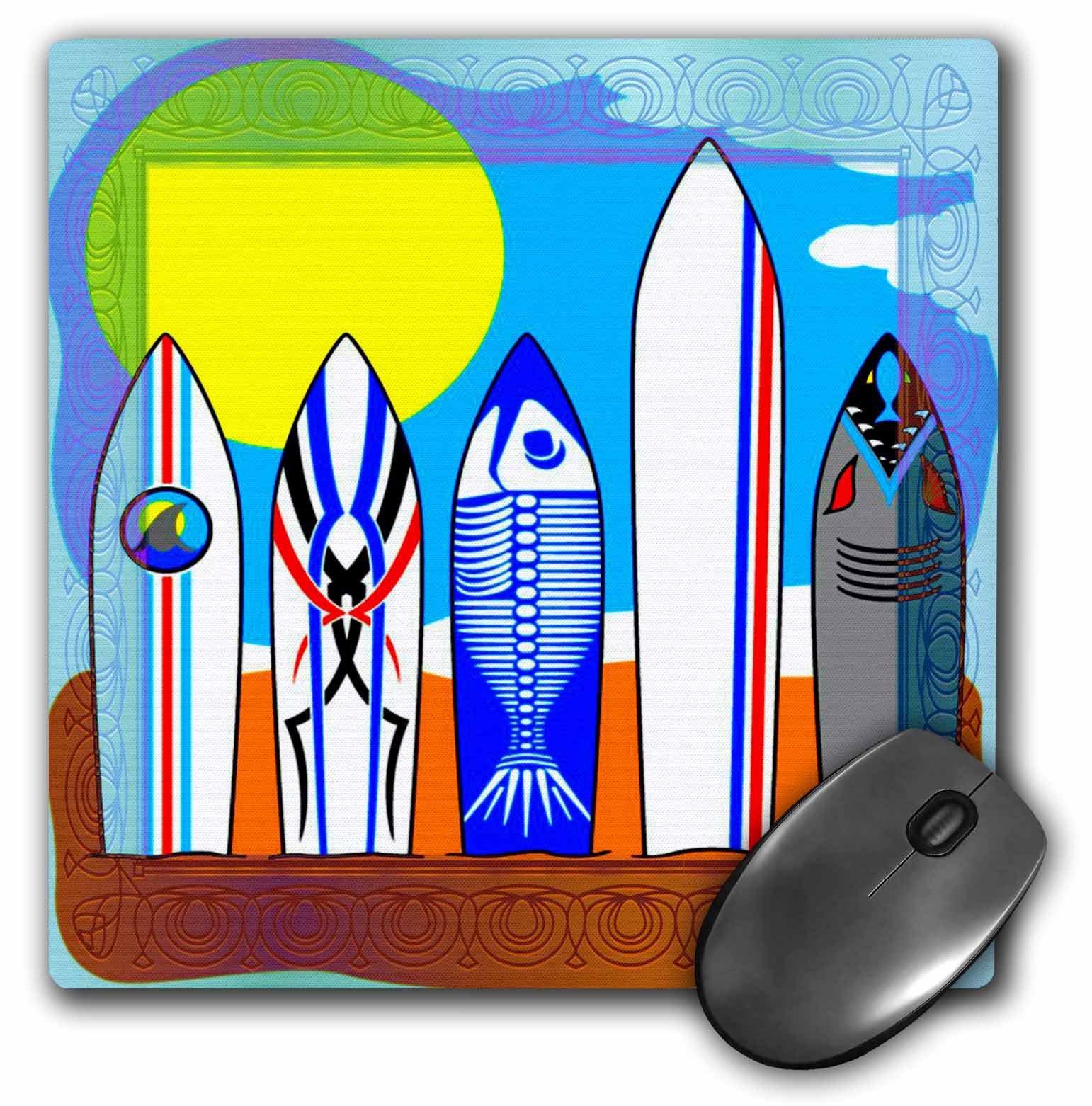 3drose Surfboard Line Up Clip Art Mouse Pad 8 By 8 Inches Walmart Com Walmart Com