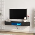 thumbnail image 5 of Floating TV Stand Wall Mounted with 16 Color LEDs,63" Modern TV Stand,Floating TV Cabinet Entertainment Center for 55 60 65 Inch TV,Black, 5 of 10