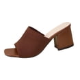 thumbnail image 3 of Women's Knit Mule Heels for Women Trendy Open Toe Stretch Knit Chunky Heel Sandals Comfortable Slip On Block Heel Dress Shoes Summer Fashion Plus Size Wide Width Black Shoes for Women, 3 of 10