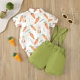 thumbnail image 3 of IDOPIP Toddler Boys First Easter Birthday Outfit Rabbit Carrot Romper + Suspenders Shorts+ Bow Tie, 3 of 7