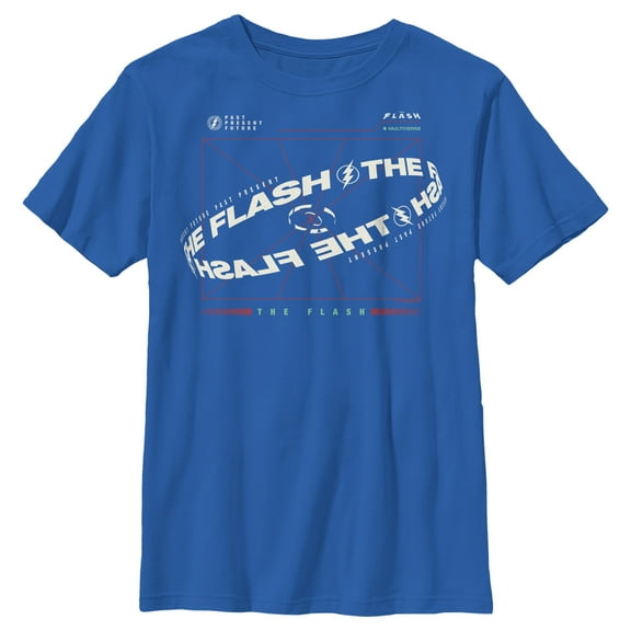 Boy's The Flash Multiverse Curved Logo Graphic Tee Royal Blue X Large