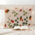thumbnail image 3 of Red Ladybugs Pillow Covers 2 Pack Vines Cartoon Leaves Spring Plants Watercolor Pillowcase Waterproof Outdoor Throw Pillow Cover for Patio Garden Square Cushion 20”x20”, 3 of 9