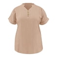 thumbnail image 6 of FRSASU Women Tops Spring Vacation Summer Sweaters Short Sleeve Shirts Fashion Dressy Casual Business V Neck Blouses Khaki, 6 of 6