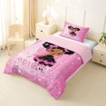 thumbnail image 2 of Castle Fairy Cute Pink Elf Twin Comforter Sets 2pcs,Glittering Butterfly Theme Bedding Set,Hot Pink Black Silver,1 Comforter and 1 Pillowcase, 2 of 6