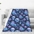 thumbnail image 1 of Balery Skull blue crystal flower Manta de Felpa Suave y Acogedora – Cobija de Franela Aterciopelada para Cama, Lavable y Cálida para Sofá, Mascotas, Transpirable-50"x40", 1 of 7