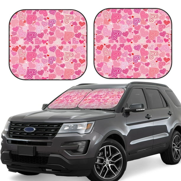 Balery Love Parasol para parabrisas de coche de 2 piezas | Parasol plegable para parabrisas delantero de coche para la mayoría de sedanes-Medium