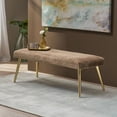 thumbnail image 6 of Noble House Arthur Patterned Faux Fur Bench, Taupe and Gold Finish, 6 of 11