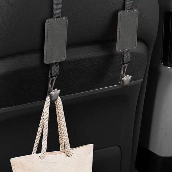 Leather Car Hooks for Back Seat - Heavy Duty 20kg, Multifunctional Storage with Cable Holes, Easy Install Headrest Hooks, Universal Fit for Car Seats