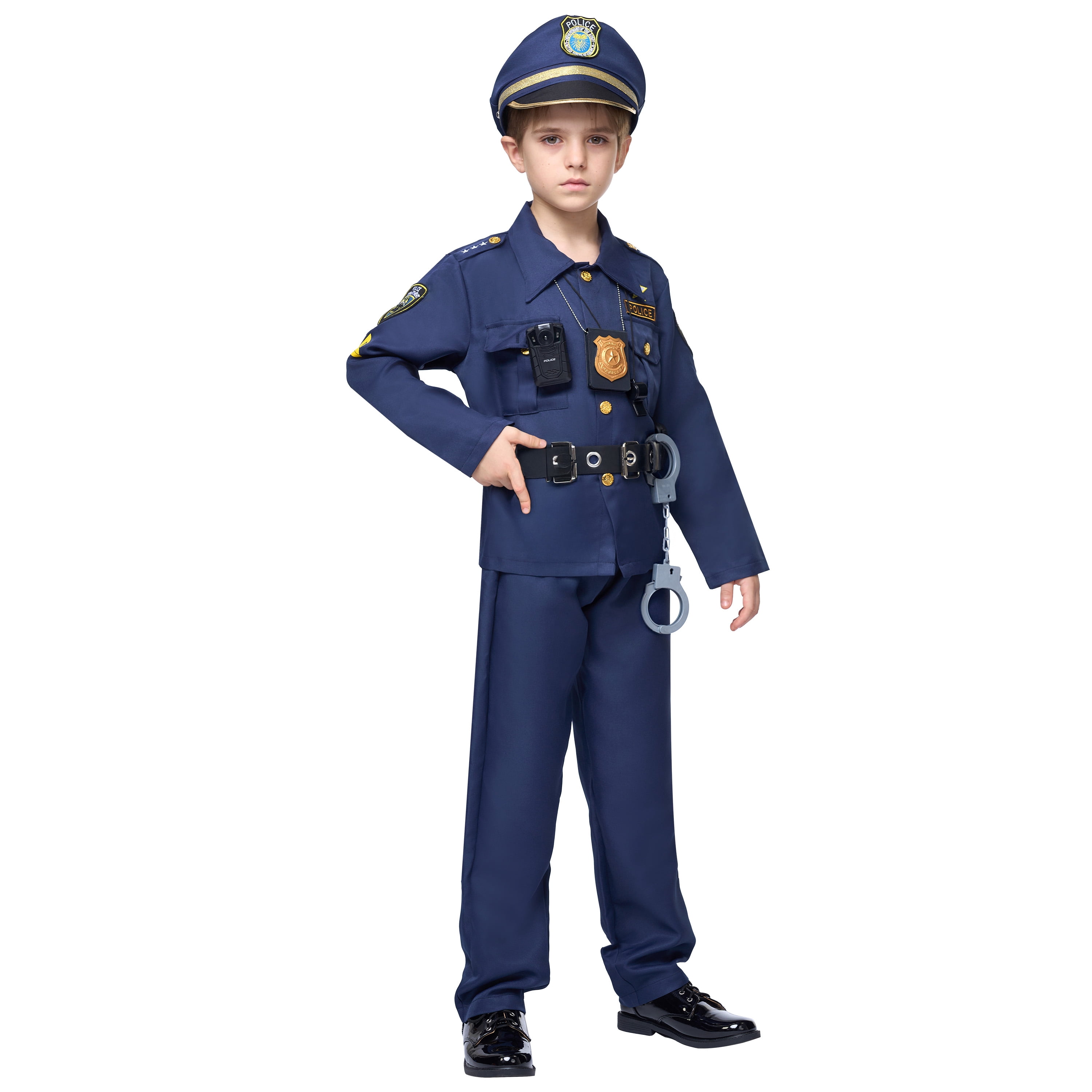 SYNCFUN Police Officer Boys Halloween Costume Set for 8-10 years