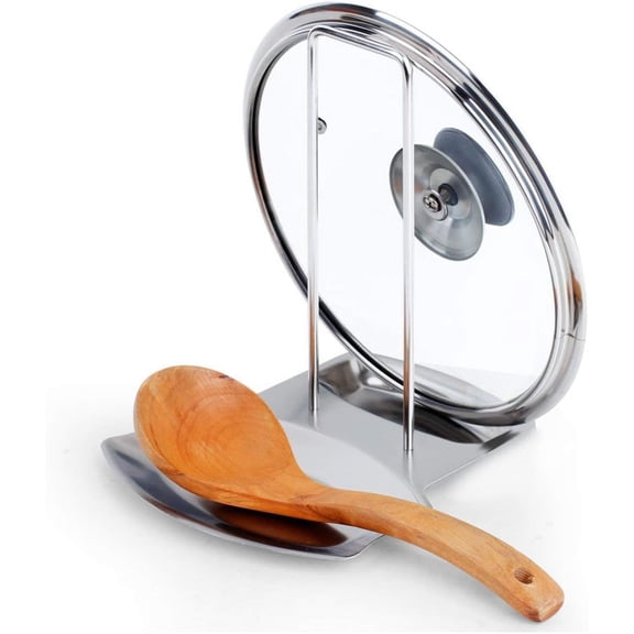 Stove Organizer with Non-scratch Silicone Base, Detachable Designed for Easy Cleaning and Storage, Stainless Steel Utensils Lid Spoon Holder for Your Cooking Needs