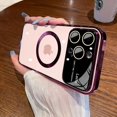 thumbnail image 2 of For IPhone 12 Pro Max Case ,Window Glass Lens Camera Protector, Logo View Compatible with Magsafe ,Magnetic Hard Transparent Phone Cases for IPhone 12 Pro Max 6.7inch Slim Luxury Clear Cover ,wine red, 2 of 14