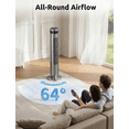 thumbnail image 6 of 35" Bladeless Tower Fan - Ultra-Quiet 28dB for Bedroom Sleep 25 ft/s High Velocity Cooling w/ Remote 64° Wide Oscillation, 12H Timer, 5 Speeds, 4 Modes LED Display Standing Floor Fan - Grey, 6 of 8