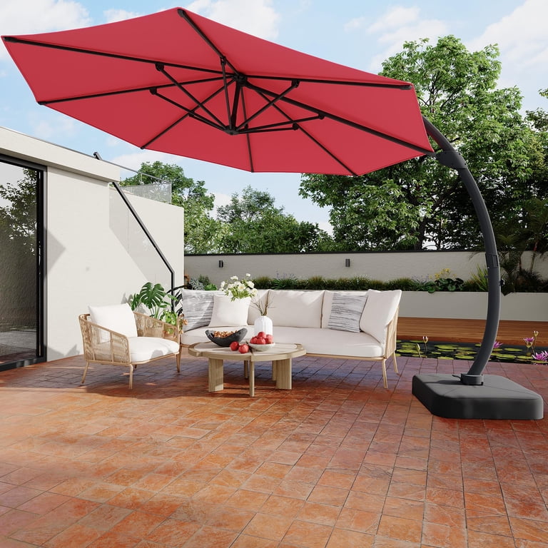 11ft patio umbrella frame Kingdura Offset Cantilever with Base Included, Large Round Aluminum Outdoor Umbrella, 360° Rotation & Infinite Tilt, Heavy Duty for Deck Pool Backyard, Beige : Patio, Lawn Quality Replacement Canopy LIVOOSUN 11FT LED Round Patio