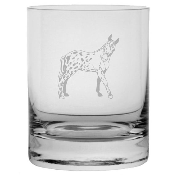 Altai Body - Alternate Horse Themed Etched 10.25oz Crystal Rocks Whisky Glass
