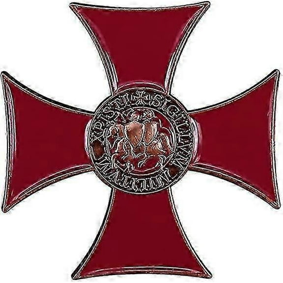 Sigillum Militum Red Cross Badge Knights Templar Crusaders Solomons Temple Lapel Pin
