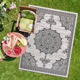 thumbnail image 3 of Outdoor Rug  5x7 Medallion White Black Modern Area Rugs For Indoor And Patios Kitchen Hallway Mats Washable Porch Deck Outside Carpet (medallion 5 X 7), 3 of 9