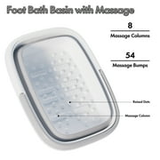 Beinilai Collapsible Foot Bath Basin with Massage Bumps for Soaking Feet,Soaking Tub with Handle,Multifunctional Plastic Foot Bucket-Grey
