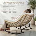 thumbnail image 4 of RADIATA 2-Person Patio Rocking Papasan Chair with Ottoman, Oversized Double Egg Loveseat with Cushion, 620 lbs Wicker Glider Recliner for Outdoor Indoor, Lawn, Deck, Garden, Beige, 4 of 10