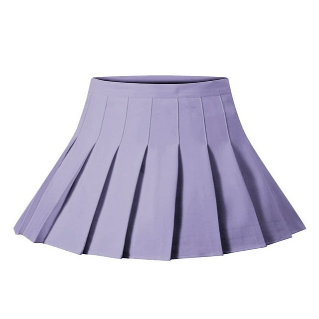 Jupe Plissée Unie Taille Haute pour Filles Femmes, Jupe Trapèze Mini