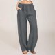 thumbnail image 1 of WILLBEST Pantalones Casuales de Mujer, Pantalones Anchos, Cintura Larga, Cordón Ajustable, Lino, Elásticos, Pierna Lisa, Cómodos para Uso Diario. XXXL, 1 of 5