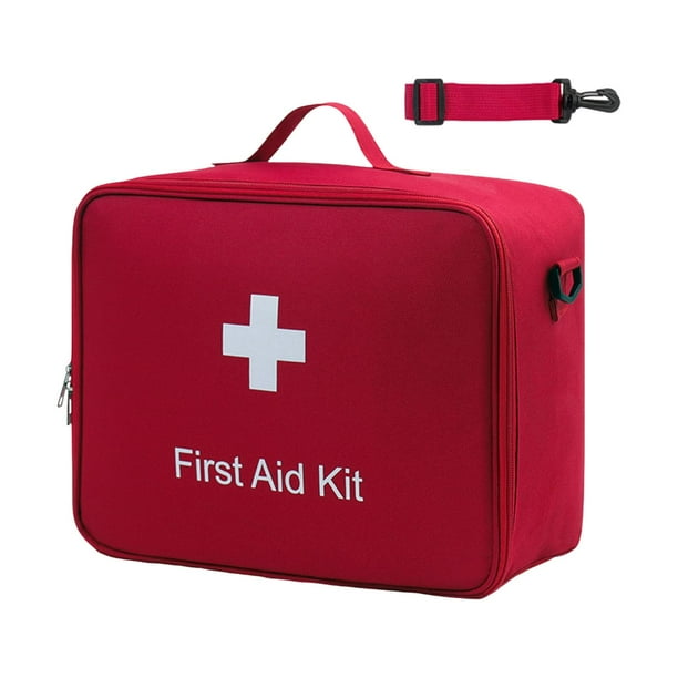 Bolsa de almacenamiento para botiquín de primeros auxilios con múltiples compartimentos. Rojo