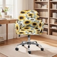 thumbnail image 2 of Whosucclay Sunflower Bee Print Curved Back Chair Slipcover, Removable Stretch Dining Chair Cover, Soft Kitchen Chair Cover, Modern Arc Shaped Armrest Counter Height Bar Stools Covers, 2 of 7