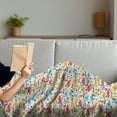 thumbnail image 3 of Dinosaur Soft Flannel Fleece Throw Blanket, Pattern of Newborn and Mom Dinos Palms and Eggs Doodle Style with Typography, Cozy Plush for Indoor and Outdoor Use, 50" x 60", Multicolor, by Ambesonne, 3 of 5