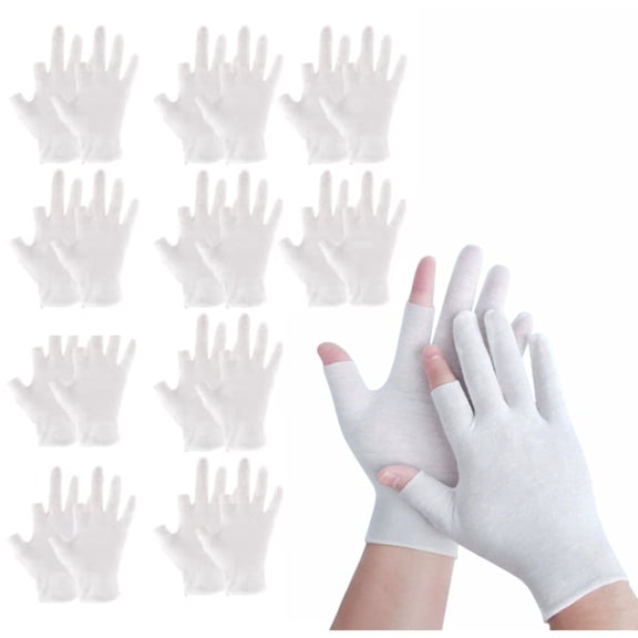 10 Pairs Touchscreen Cotton Gloves, White Moisturizing Gloves for Dry Hands Overnight Spa Lotion Treatment