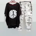 thumbnail image 2 of Rinsvye Women Fashion Casual Prints Button Shirt High Waist Loose Pocket Pant Two Piece Top And Bottom Set, 2 of 6