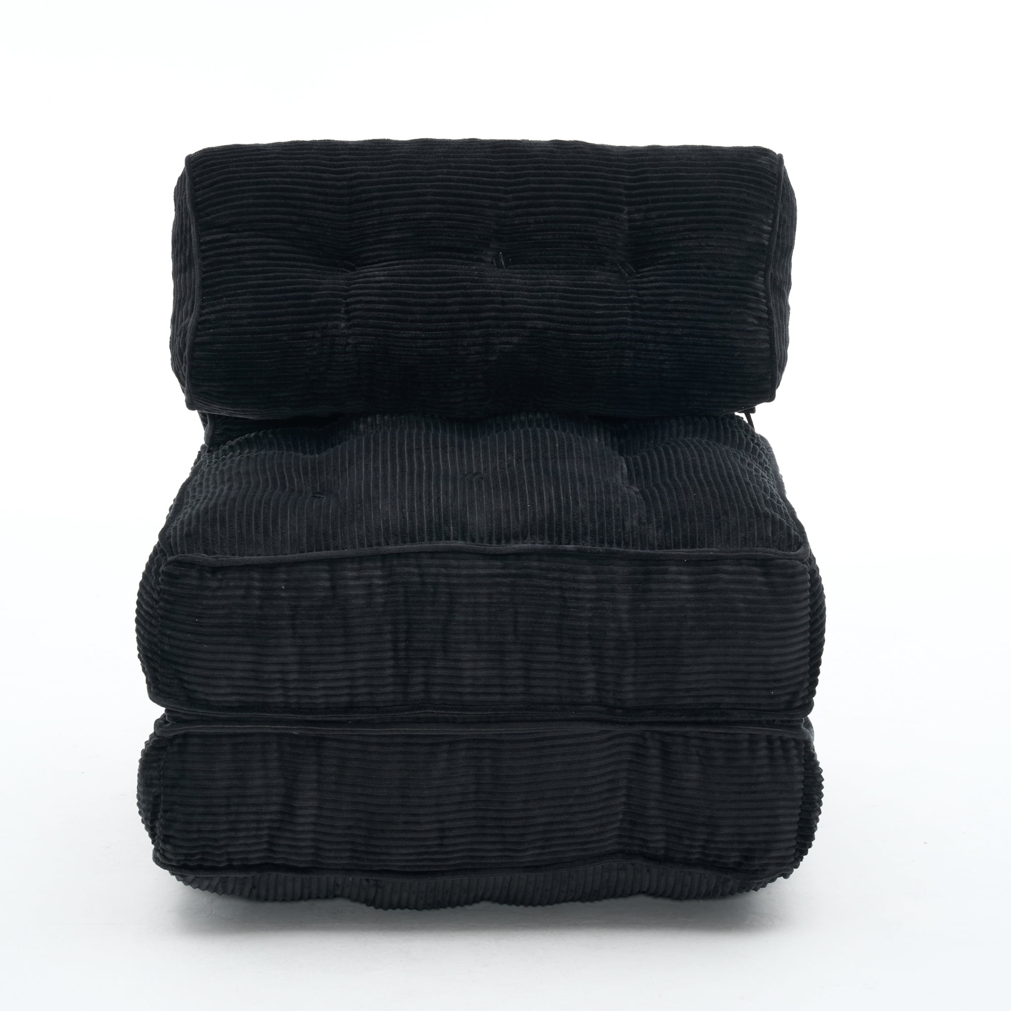 Leumius Folding Sofa Bed, Convertible Sleeper Chair with Pillow Foldable Mattress with Back Support, Portable Fold Out Chair Bed Comfy Floor Sofa Lounge for Living Room Bedroom Black