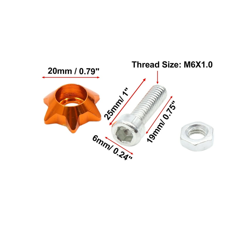 Temzzer License Plate Screws - Spike Car Tag Bolts Anti-Theft | Orange Aluminum Screws For Most Motorcycles