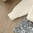 thumbnail image 4 of IVEYRTF Girls Knit Sweater Top and Glitter Skirt Set Long Sleeve Cute Bow Tie Casual Fall Winter Soft Fit Outwear 2 Piece Outfit for Kids 1-8 Years(White,3 Years), 4 of 6
