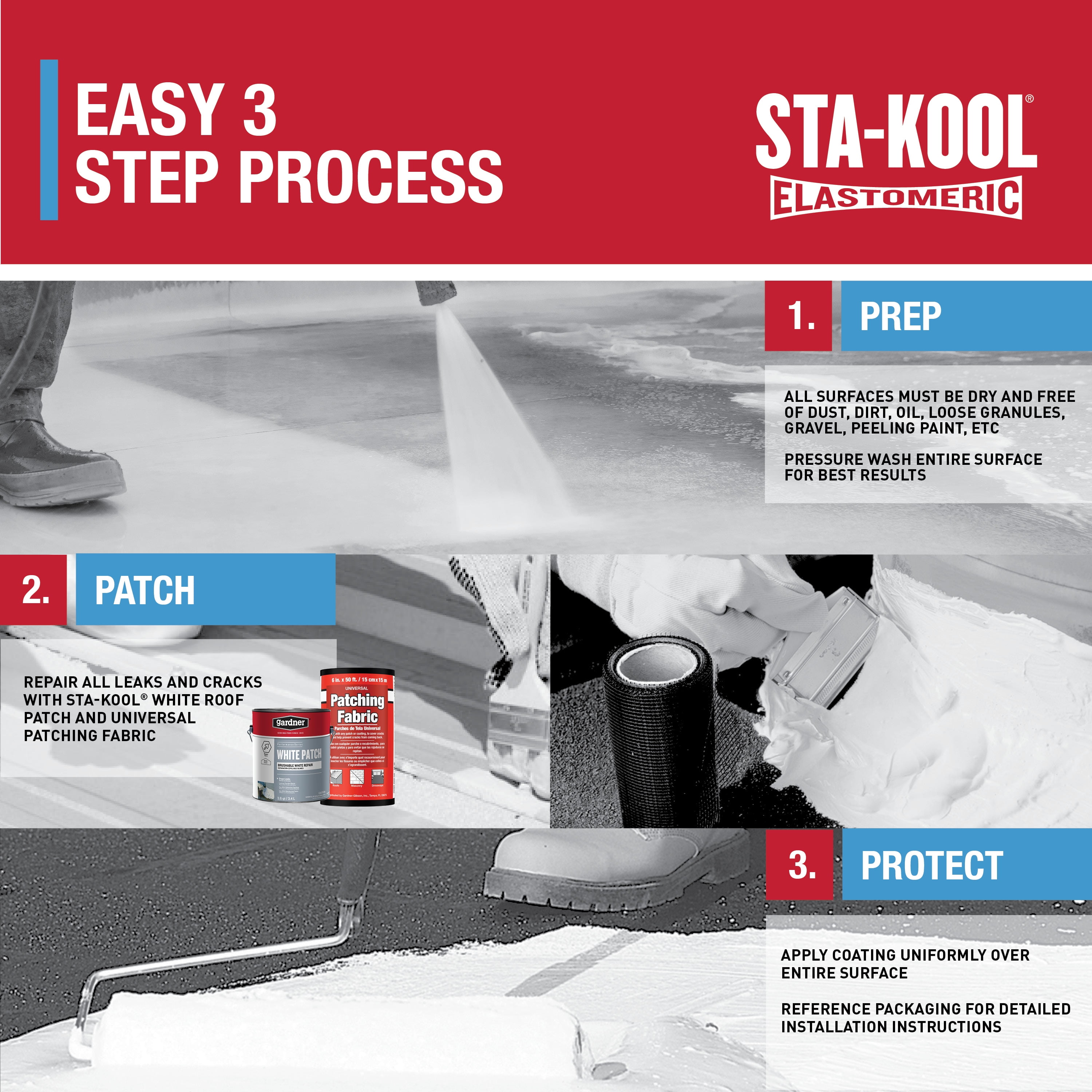 Gardner-Gibson Sta-Kool 7-Year Elastomeric Roof Coating, White, 1 Gallon