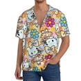thumbnail image 7 of Lsque Sanrio print Men's Cuban Collar Short Sleeve Shirt Summer Beachwear Casual Button Down Fashionable Vacation Leisure Shirt-Small, 7 of 7