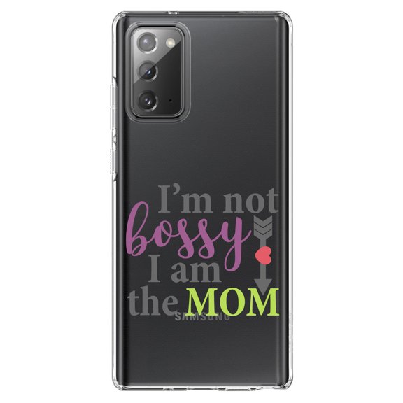 DistinctInk Clear Shockproof Hybrid Case for Galaxy Note 20 ULTRA (6.9" Screen) - TPU Bumper Acrylic Back Tempered Glass Screen Protector - I'm Not Bossy I Am The Mom