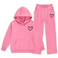 thumbnail image 6 of ITSAME Girls Fleece-Lined Hooded Sweatshirt and Wide Leg Pants Set 2-Piece Heart Print Casual Warm Outfit Size 5T, 6 of 6
